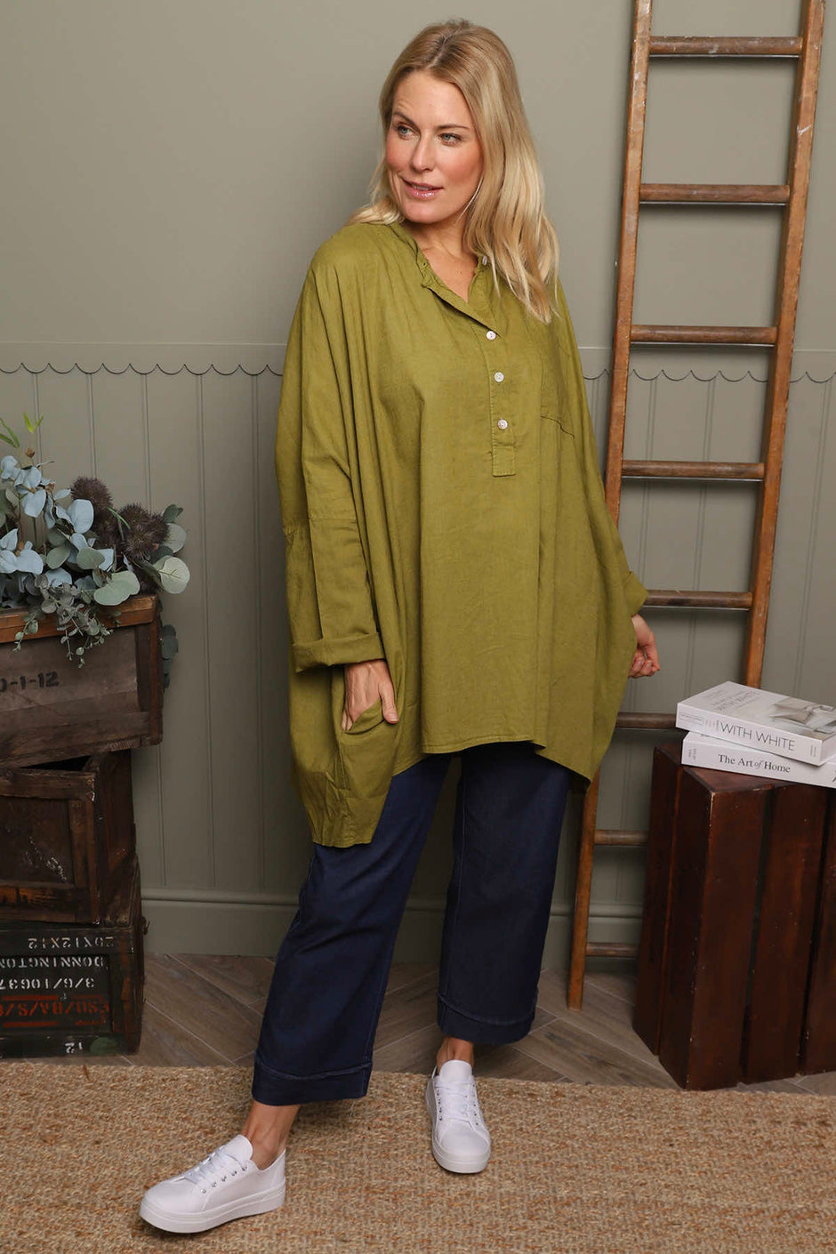 Adrielle Linen Shirt Olive