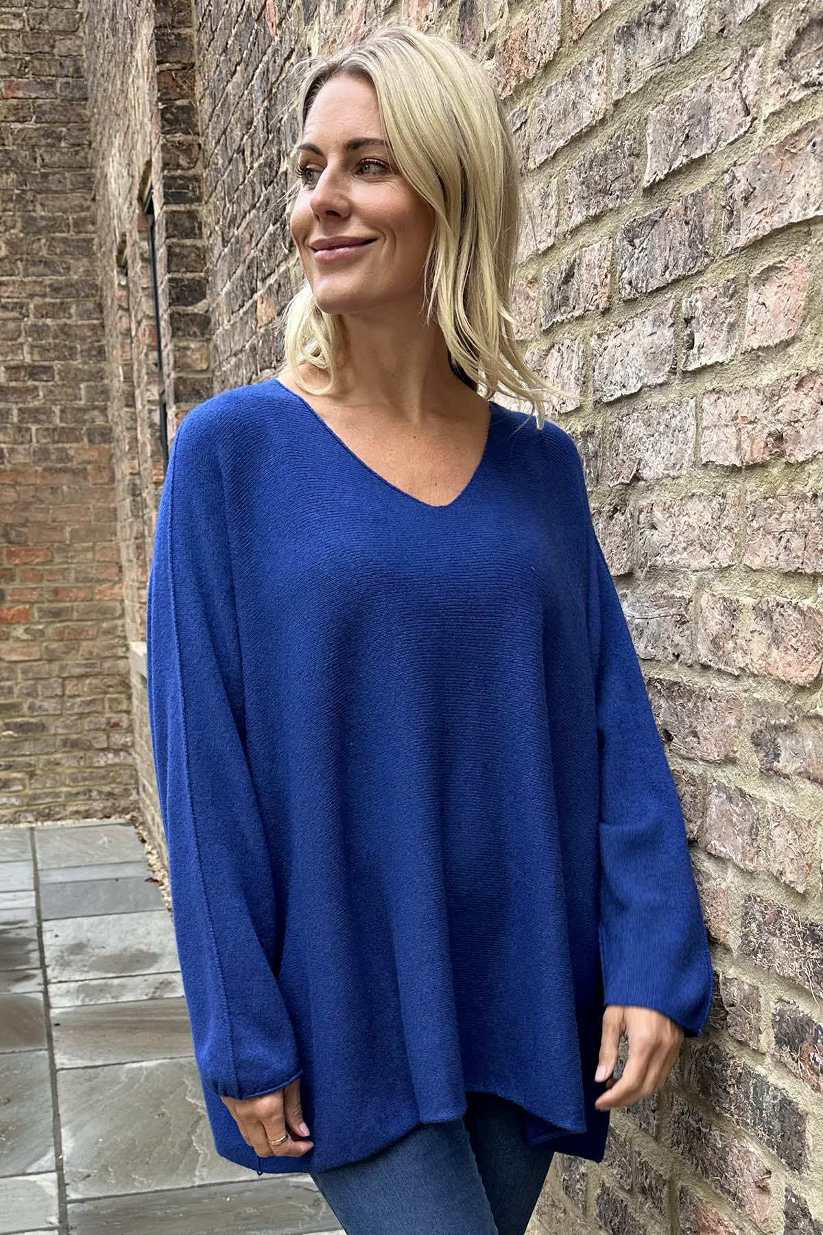 Enya V-Neck Knitted Jumper Royal Blue