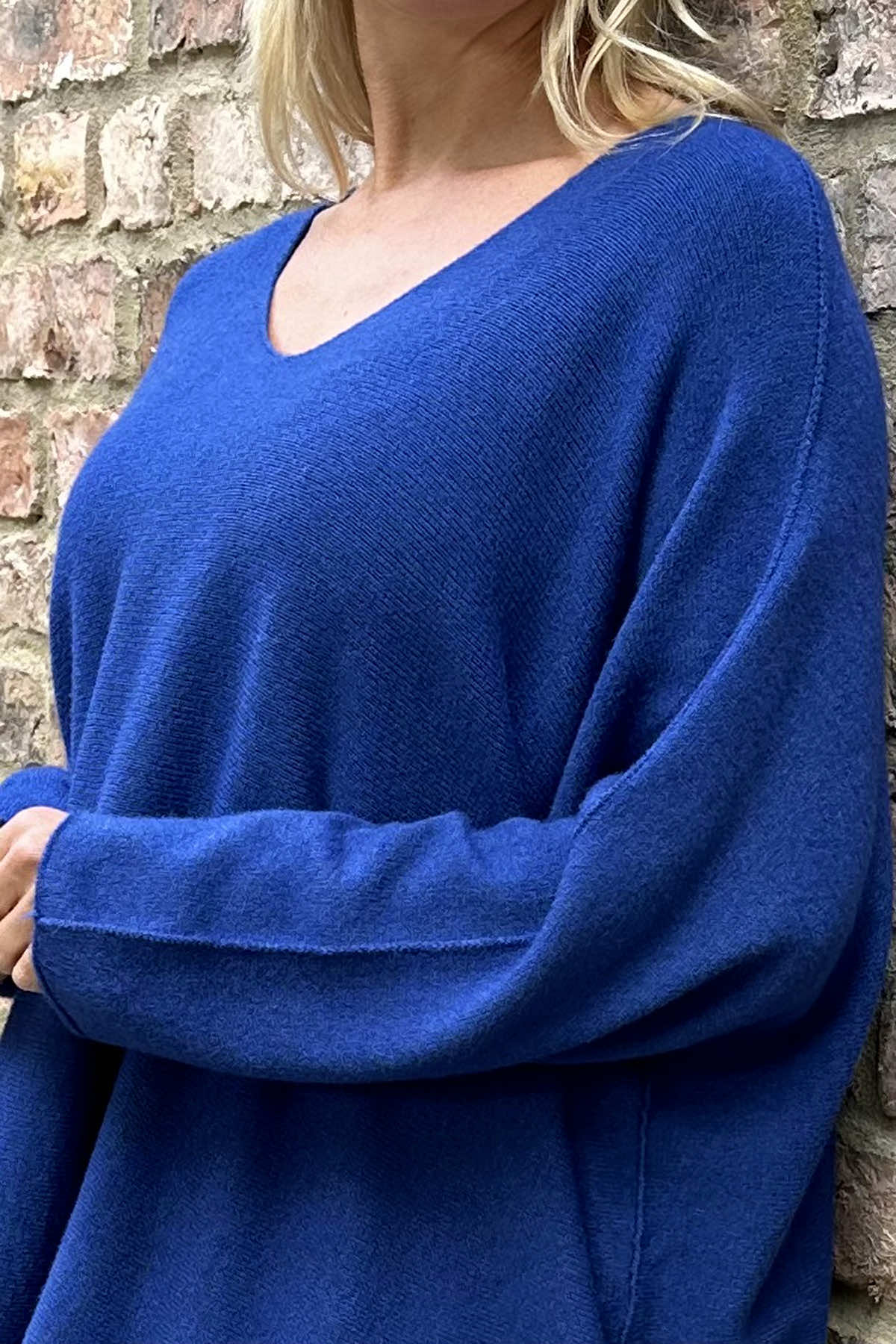 Enya V-Neck Knitted Jumper Royal Blue