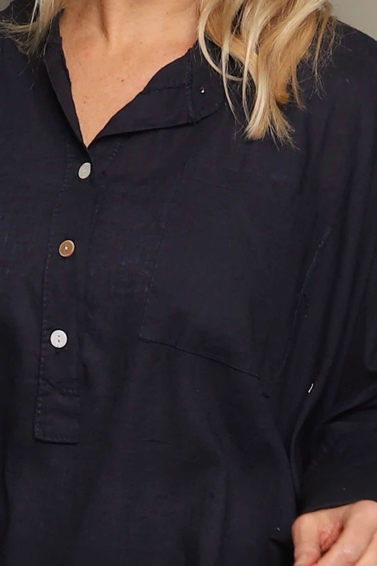 Adrielle Linen Shirt Navy
