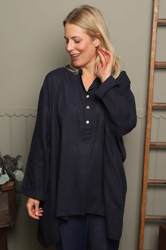 Adrielle Linen Shirt Navy