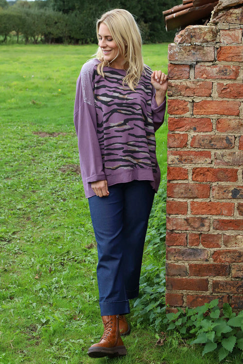 Estella Print Cotton Top Purple - Image 1