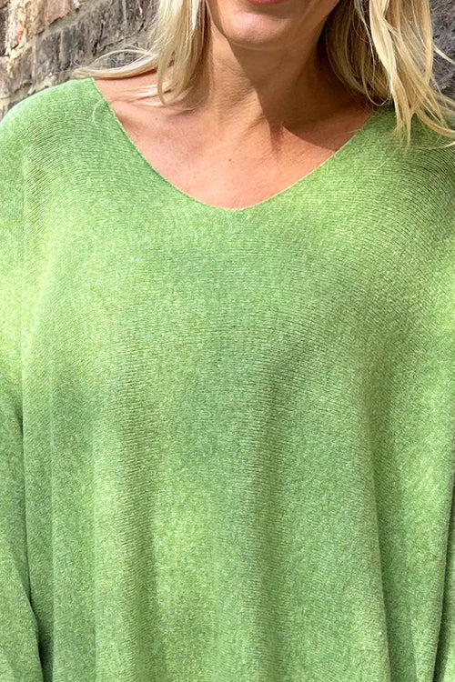 Enya V-Neck Knitted Jumper Olive - Image 3