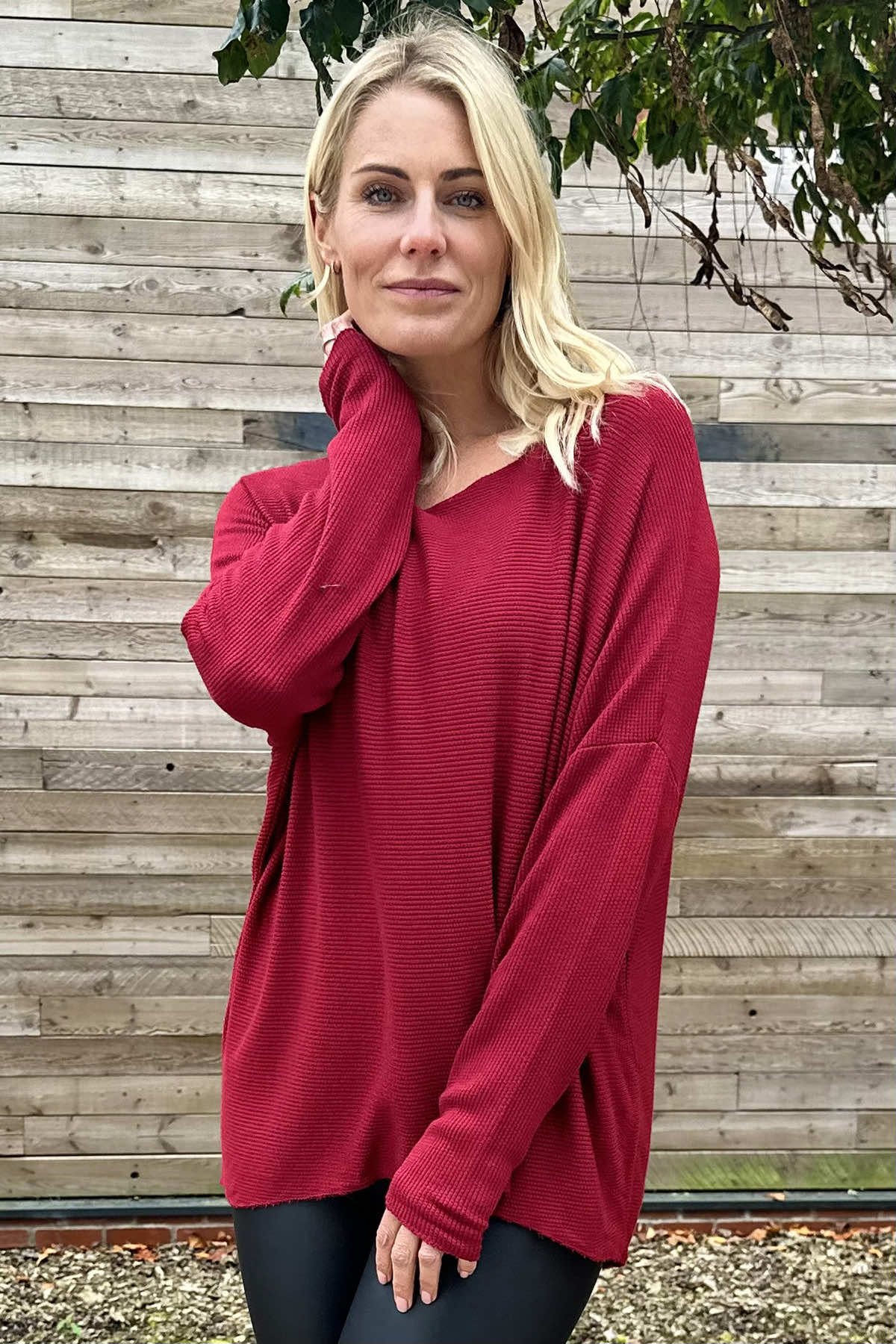 Nola Ribbed Top Red