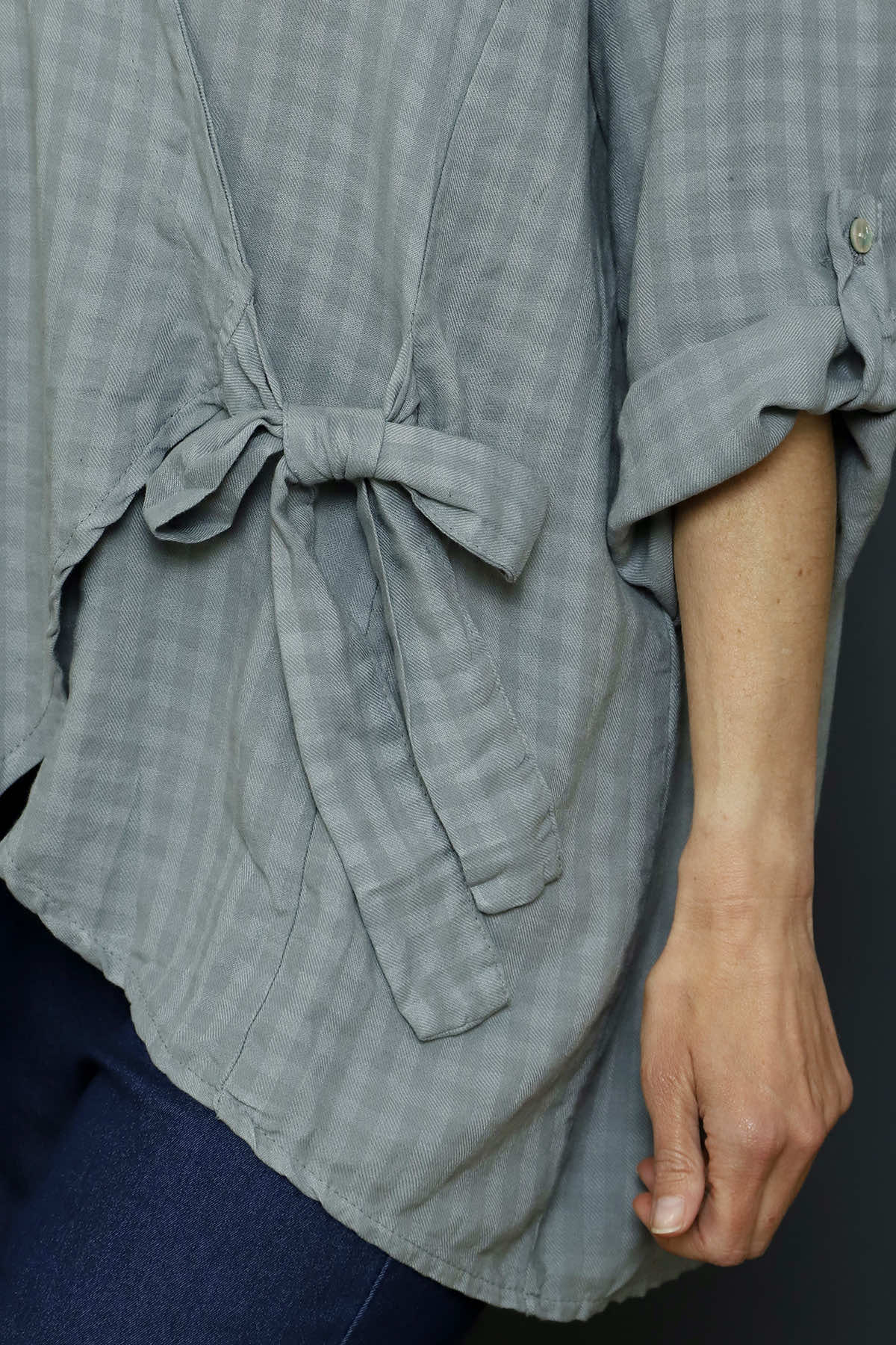 Shyla Check Wrap Top Mid Grey