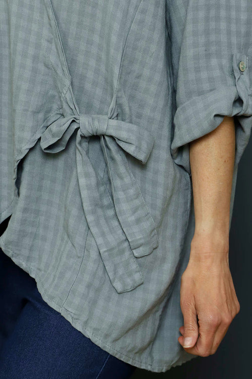 Shyla Check Wrap Top Mid Grey - Image 3