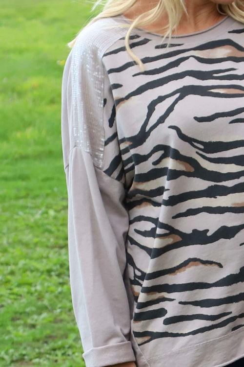 Estella Print Cotton Top Mocha - Image 3