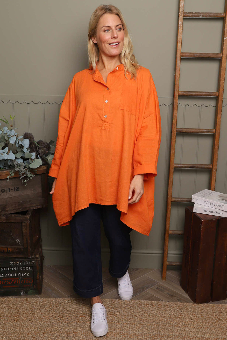Adrielle Linen Shirt Orange