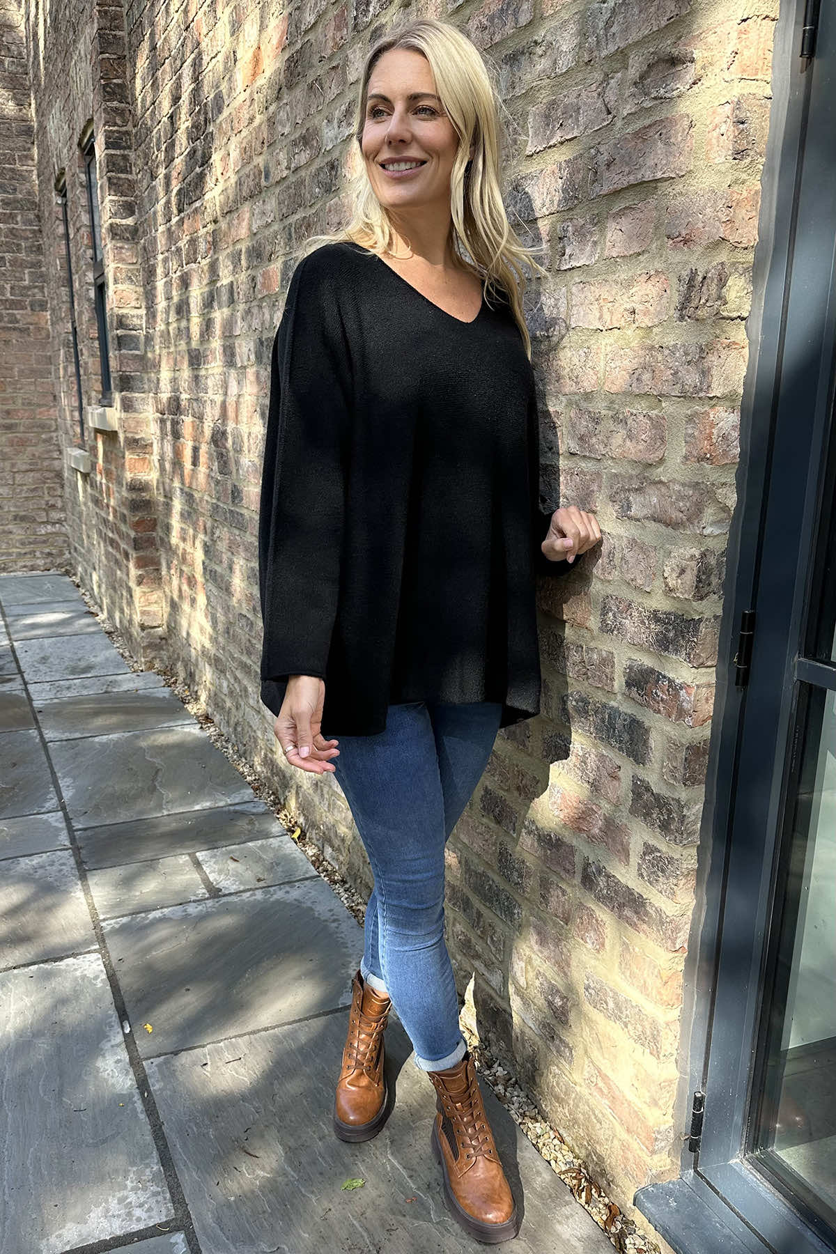 Enya V-Neck Knitted Jumper Black