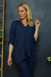 Shyla Check Wrap Top Navy