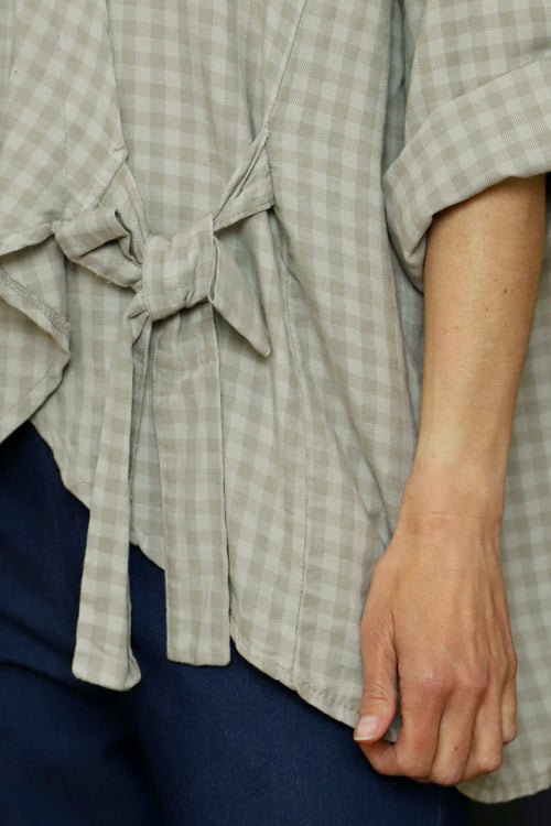 Shyla Check Wrap Top Mocha - Image 3