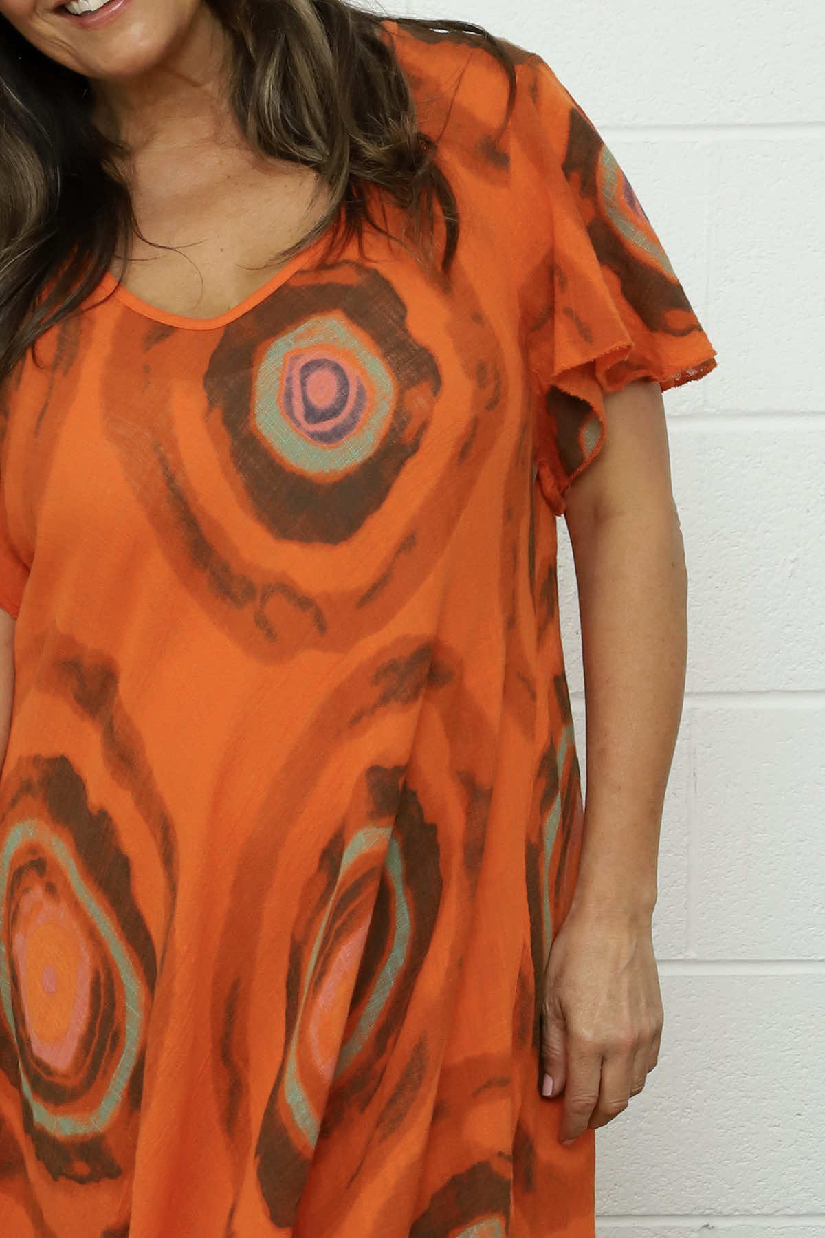 Philomena Circle Print Dress Orange