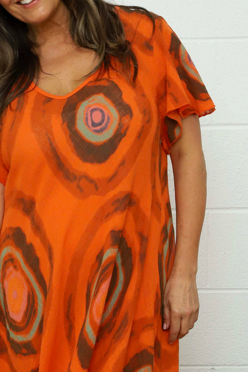Philomena Circle Print Dress Orange - Image 3