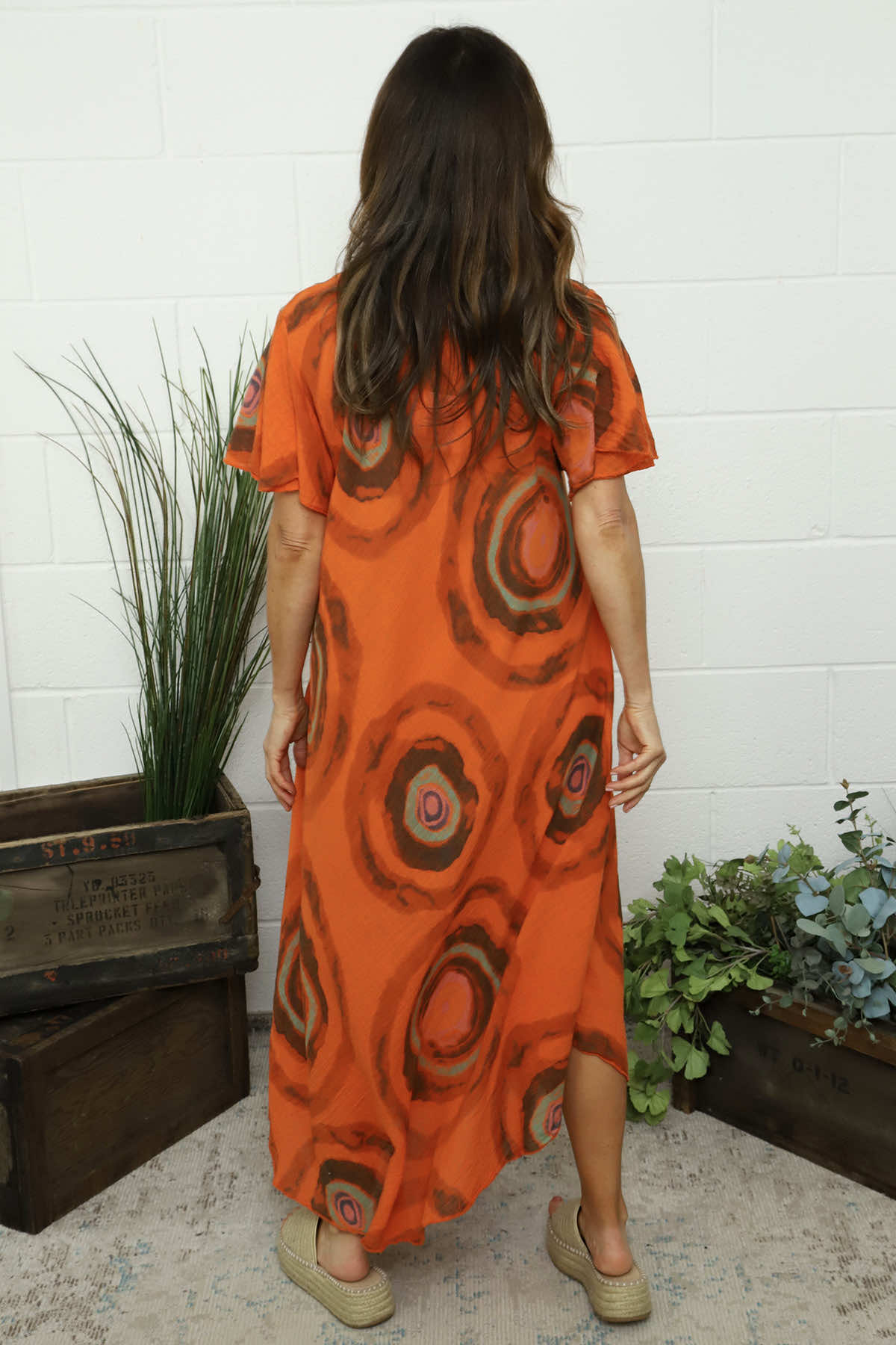 Philomena Circle Print Dress Orange