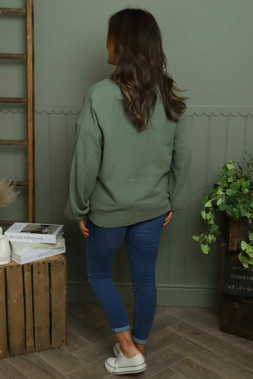 Kalkan Crinkle Cotton Jacket Khaki - Image 4
