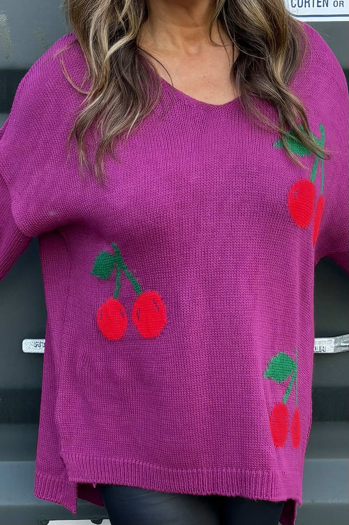 Joan Cherry Knitted Jumper Berry