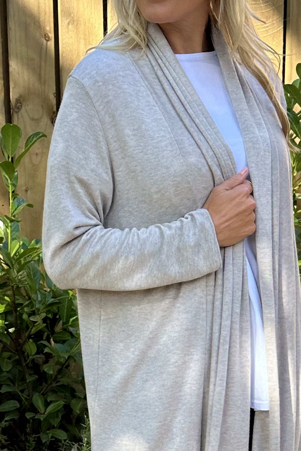 Alex Waterfall Cardigan Stone