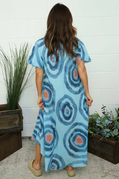 Philomena Circle Print Dress Blue - Image 4