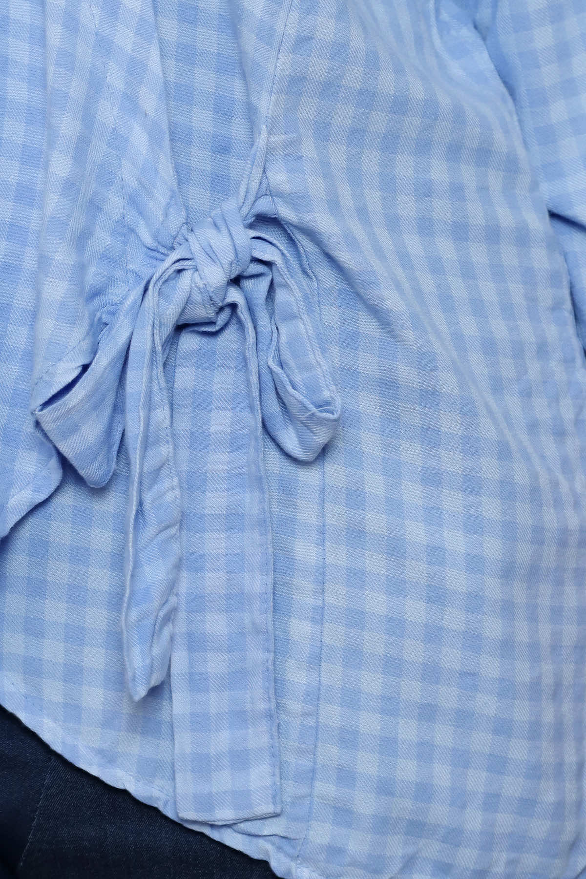Shyla Check Wrap Top Powder Blue