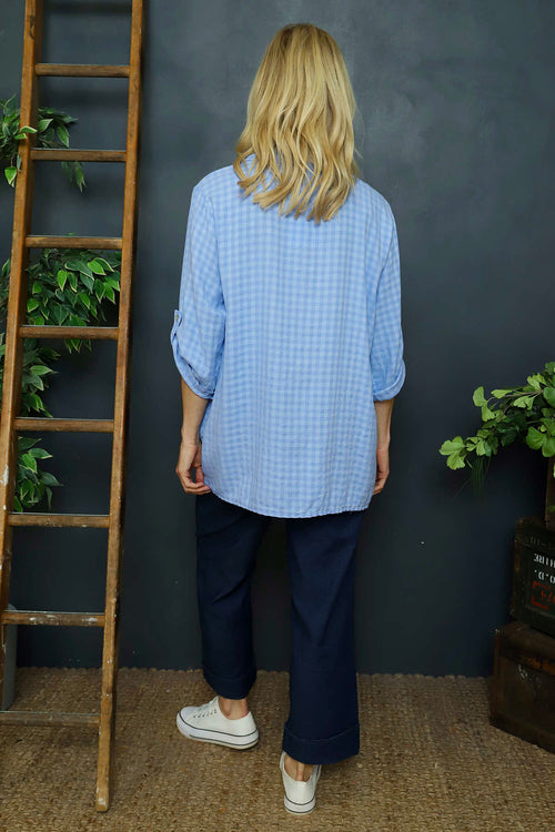 Shyla Check Wrap Top Powder Blue - Image 4