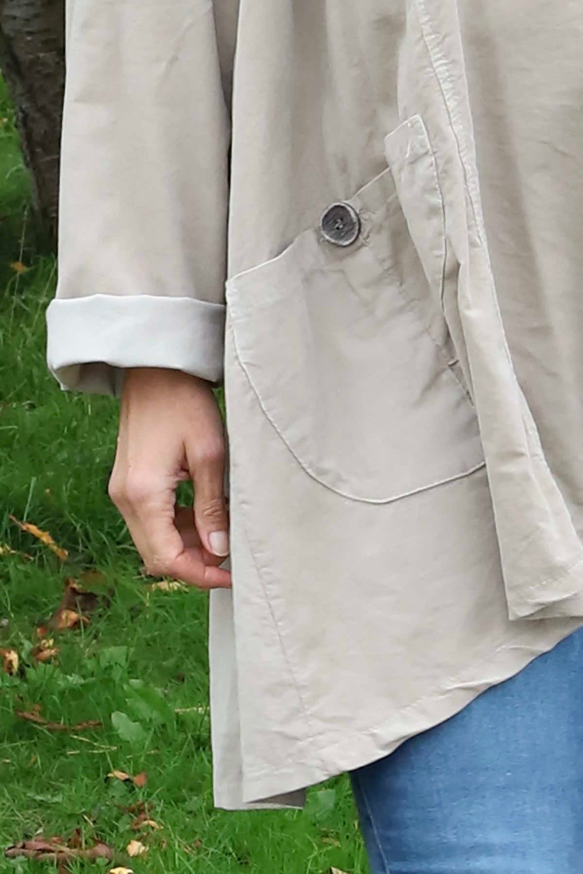 Shauna Button Pocket Needlecord Top Stone