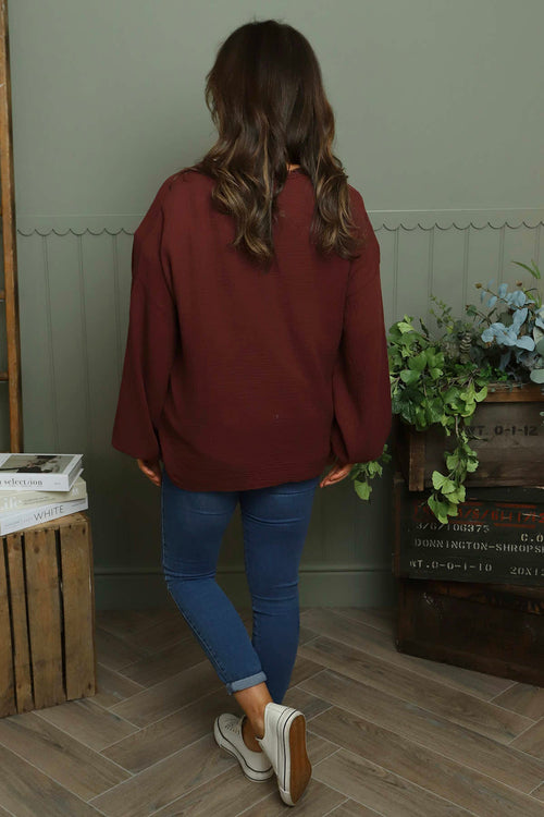 Kalkan Crinkle Cotton Jacket Wine - Image 4