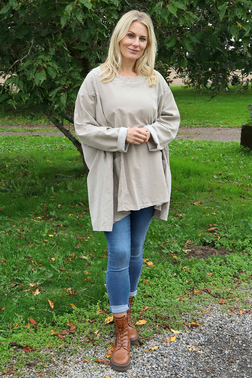 Shauna Button Pocket Needlecord Top Stone - Image 1