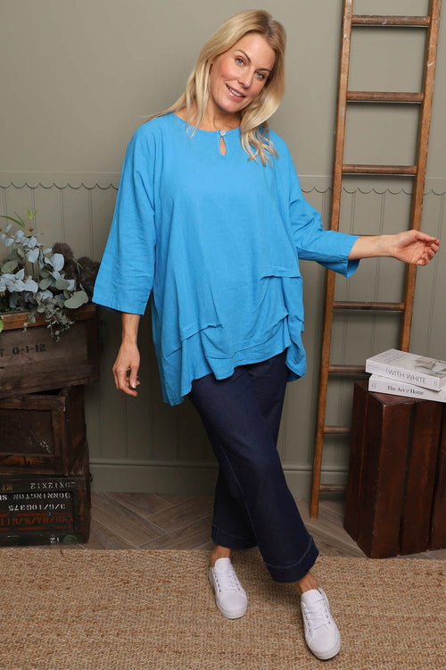 Loriella Keyhole Linen Top Kingfisher - Image 2