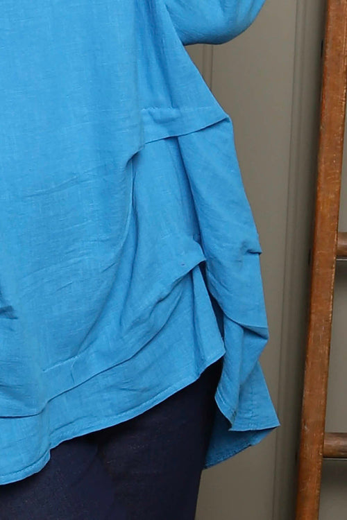 Loriella Keyhole Linen Top Kingfisher - Image 3