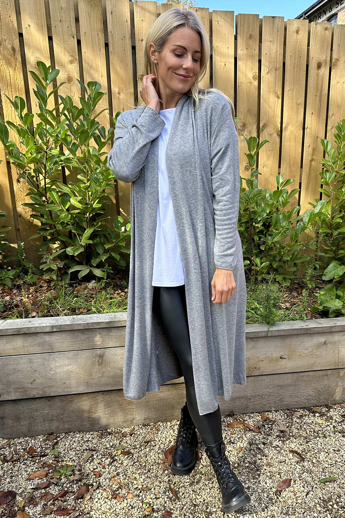 Alex Waterfall Cardigan Grey