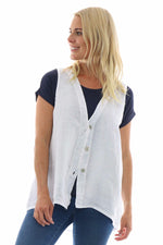 Dora Linen Waistcoat White White - Dora Linen Waistcoat White