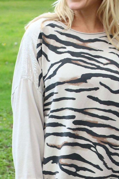 Estella Print Cotton Top Stone - Image 3
