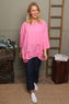 Loriella Keyhole Linen Top Fuchsia