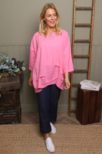 Loriella Keyhole Linen Top Fuchsia Fuchsia - Loriella Keyhole Linen Top Fuchsia