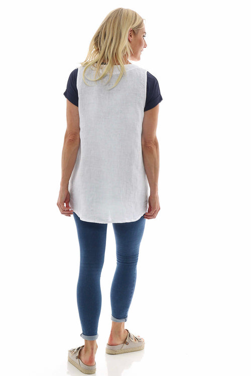 Dora Linen Waistcoat White - Image 5