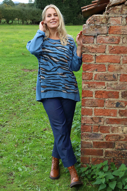 Estella Print Cotton Top Blue - Image 2