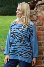 Estella Print Cotton Top Blue Blue - Estella Print Cotton Top Blue