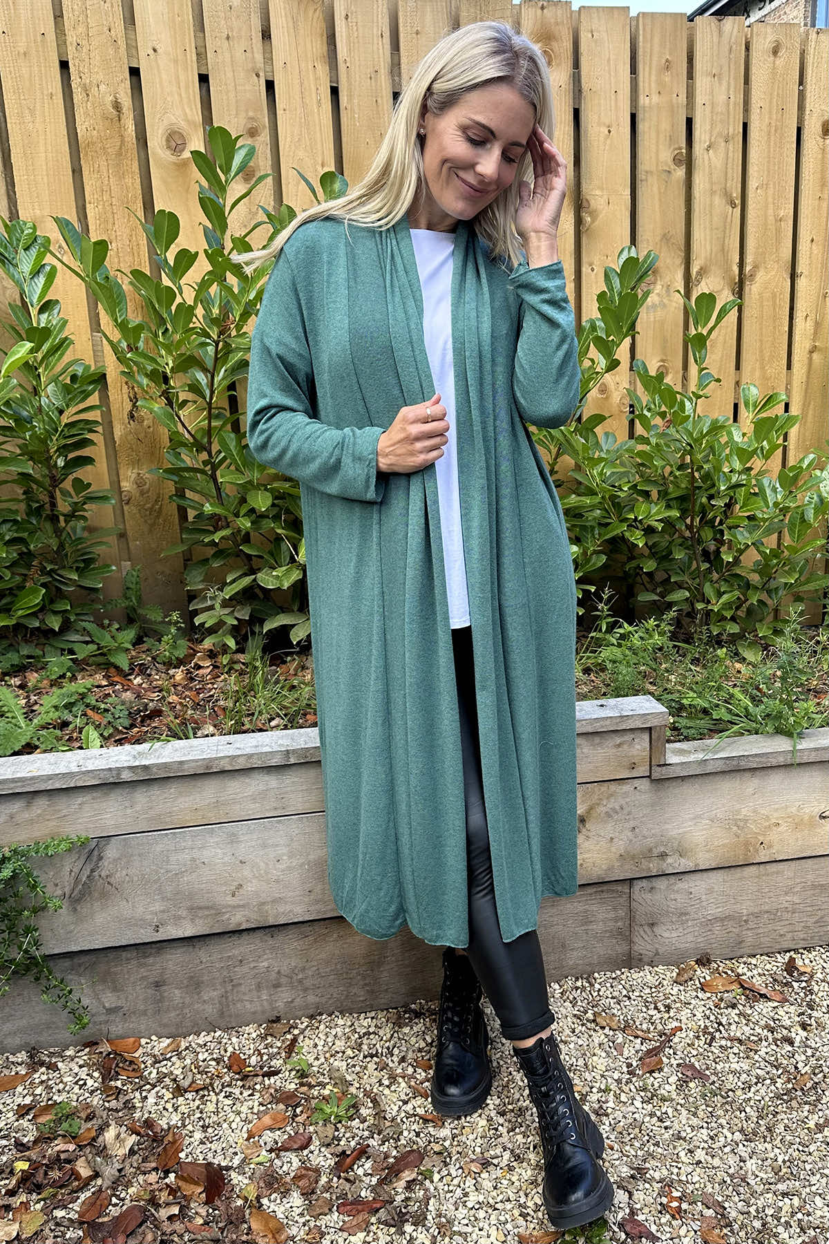 Alex Waterfall Cardigan Jade Green