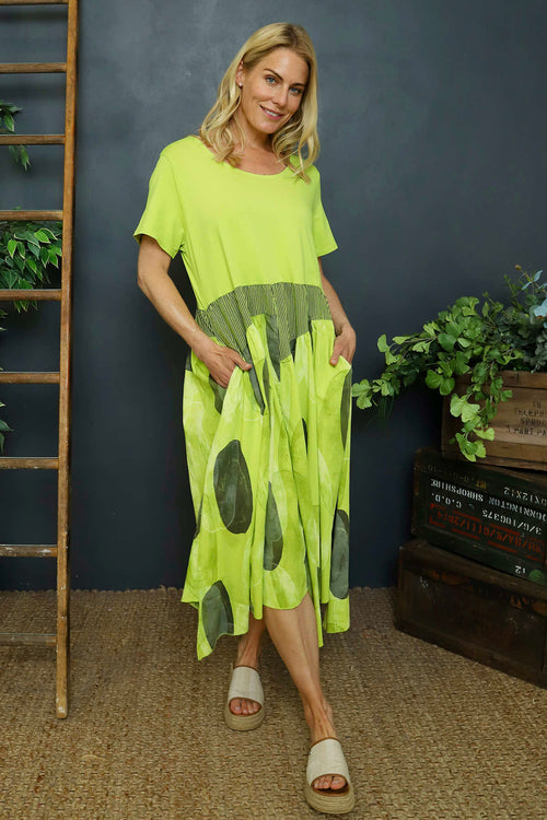 Hepworth Pebble Cotton Dress Lime - Image 2