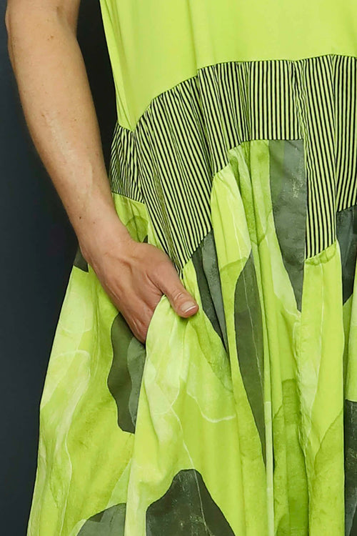 Hepworth Pebble Cotton Dress Lime - Image 3