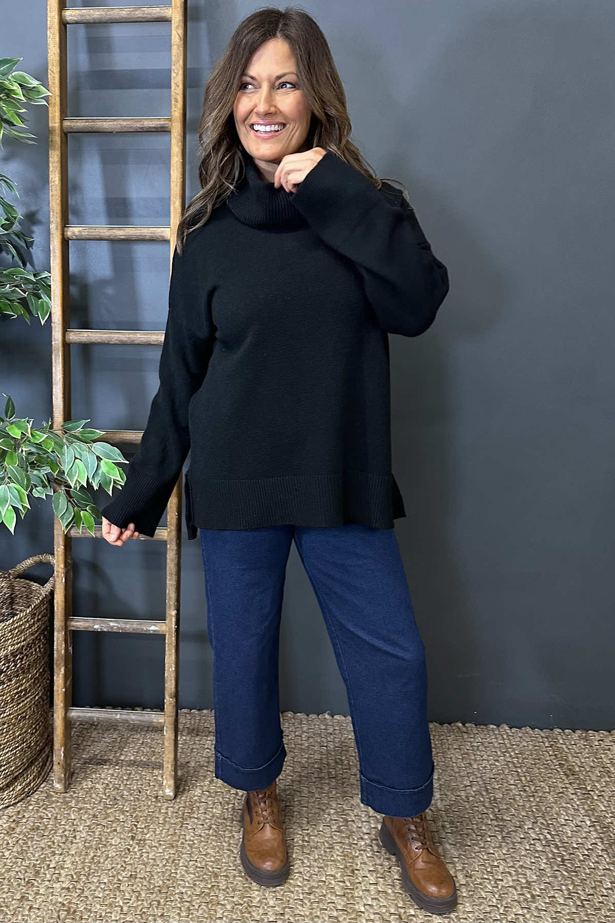 Astrid Polo Neck Knitted Jumper Black