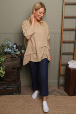 Loriella Keyhole Linen Top Camel Camel - Loriella Keyhole Linen Top Camel