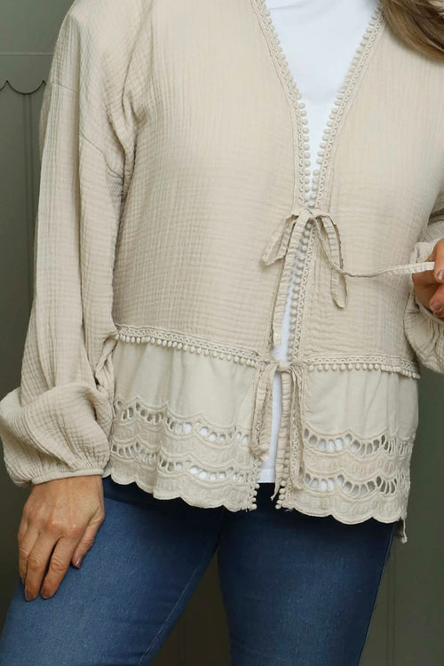 Kalkan Crinkle Cotton Jacket Stone - Image 3