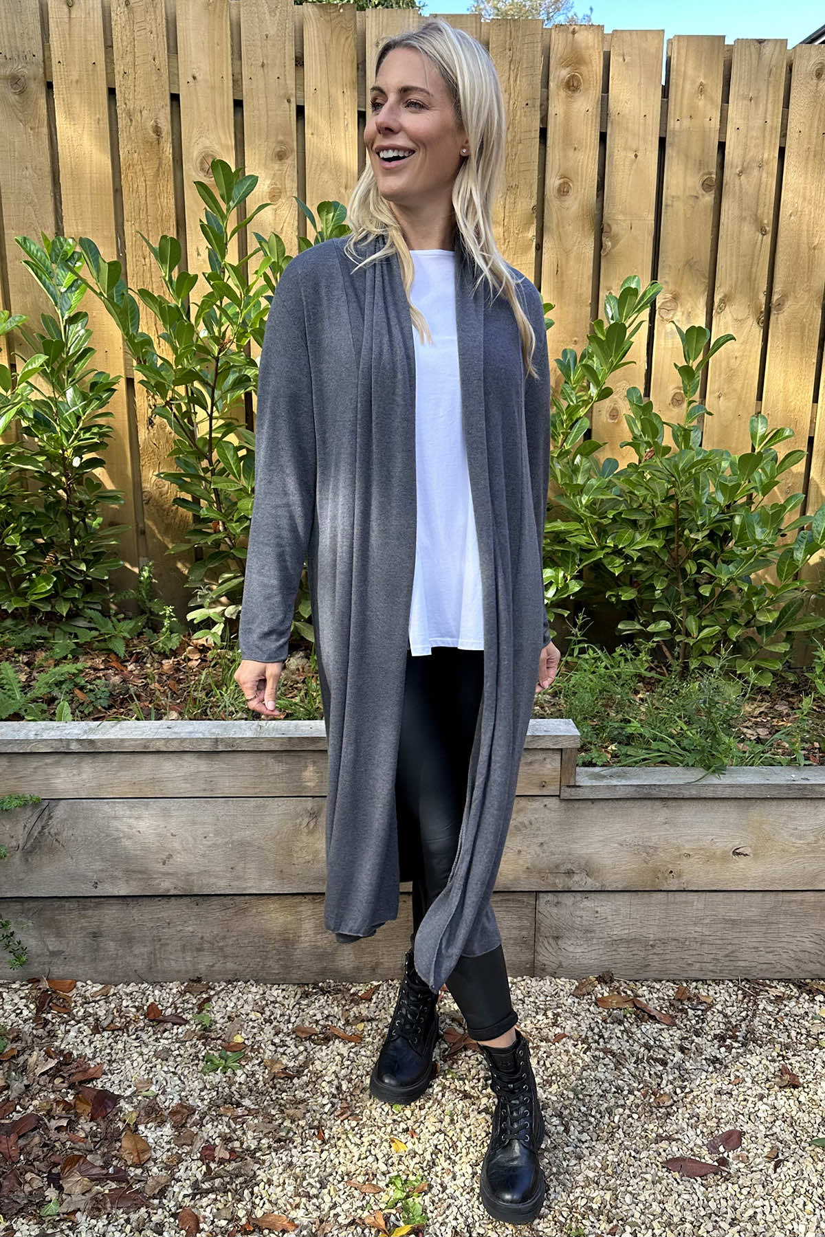 Alex Waterfall Cardigan Mid Grey