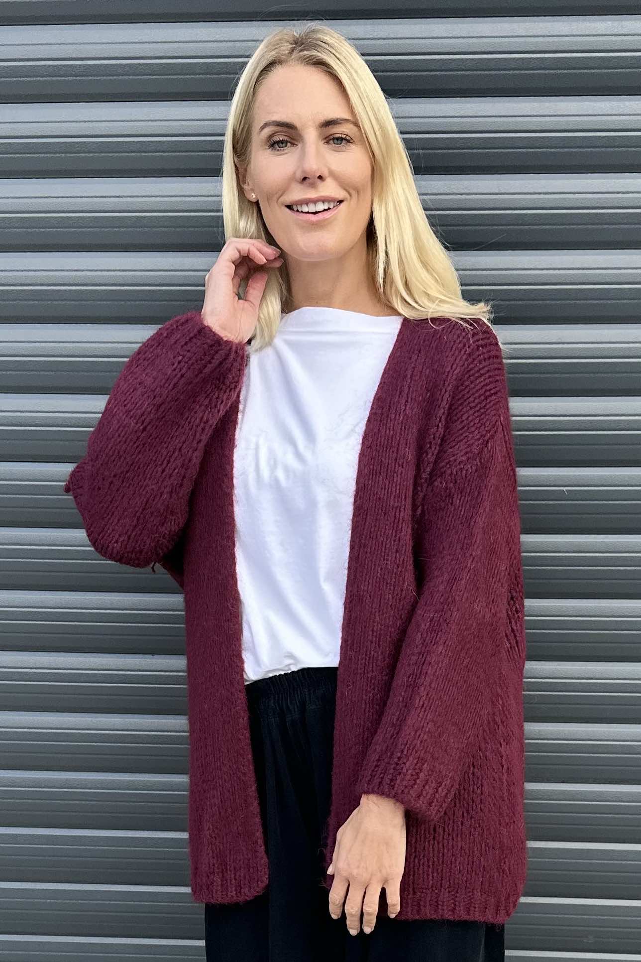 Annie Knitted Cardigan Wine