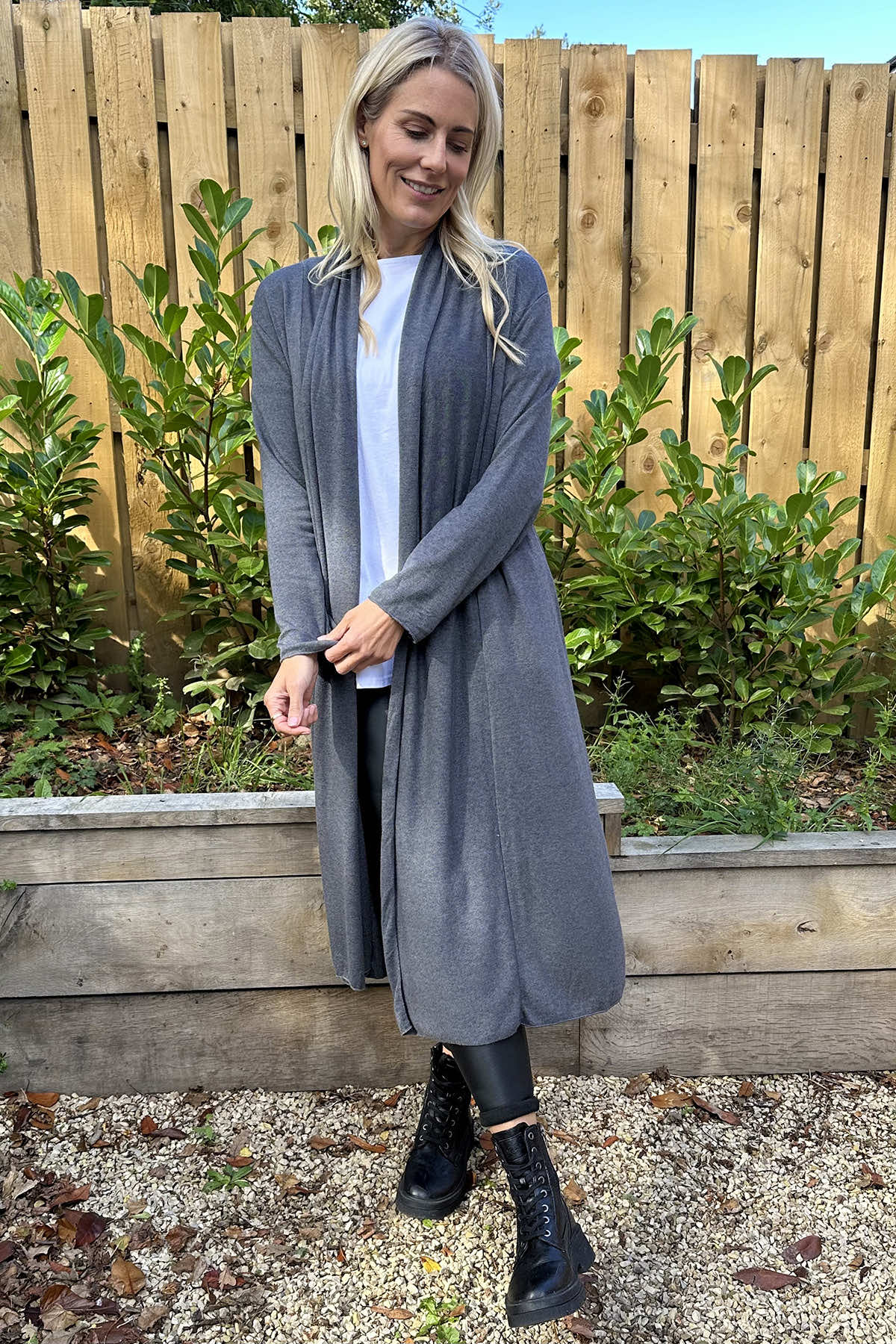 Alex Waterfall Cardigan Mid Grey