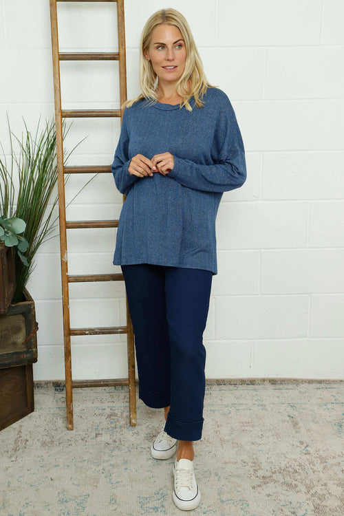 Sierra Sparkle Stripe Knitted Top Blue - Image 3