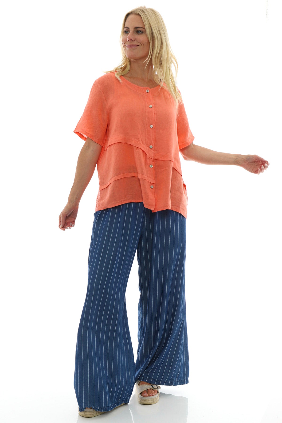 Corzano Stripe Denim Palazzo Pants Dark Denim