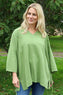Nulvi V-Neck Linen Top Olive