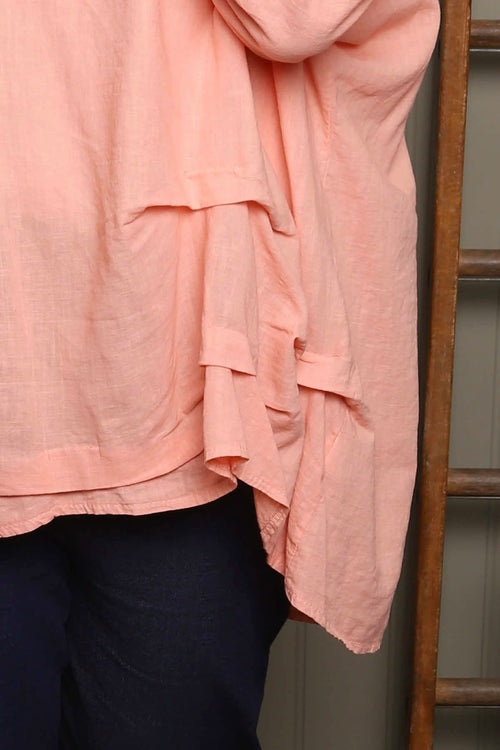Loriella Keyhole Linen Top Orange - Image 3